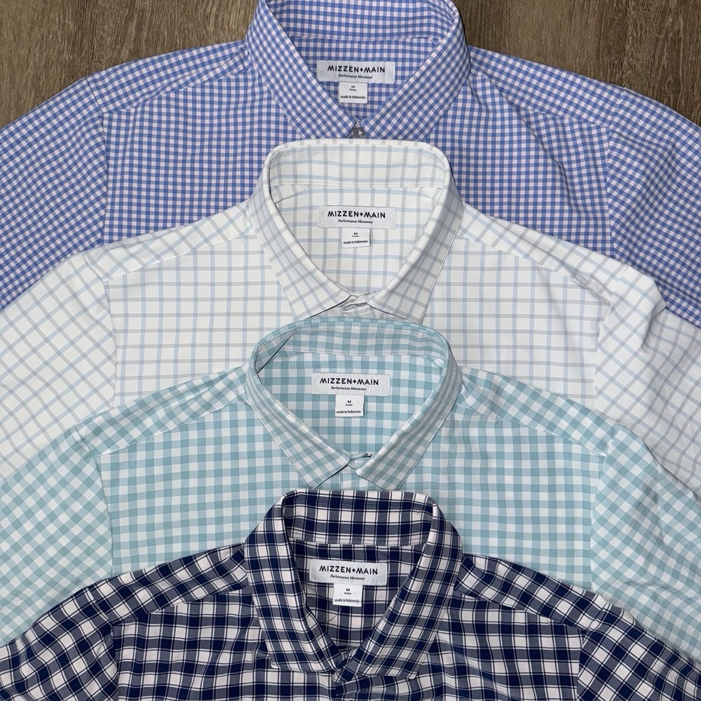 Lot Of 4 Mizzen And Main Performance Leeward Long Sleeve Button Up Men's M Check